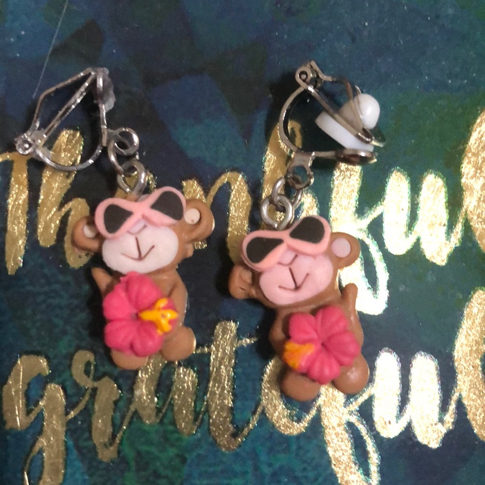 Clip on Monkey Earrings
